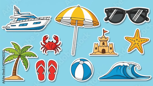 Summer Beach Vacation Icons Collection.