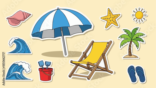 Summer Beach Vacation Elements Collection.