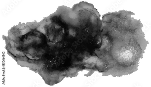 Black Ink Watercolor Texture Isolated