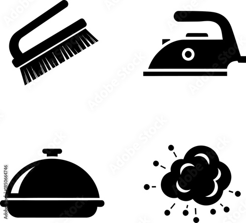 Cleaning tools and household items silhouette
