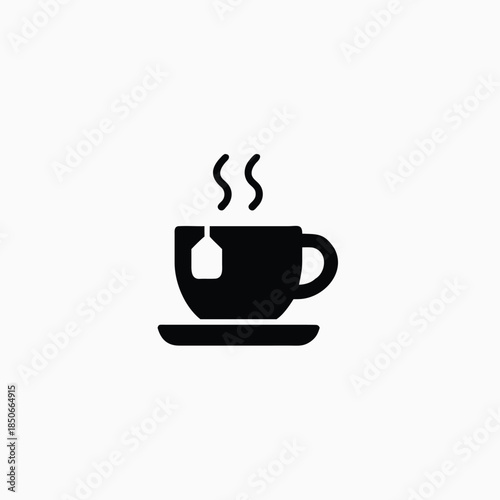 tea cup with saucer icon silhoutte vector template