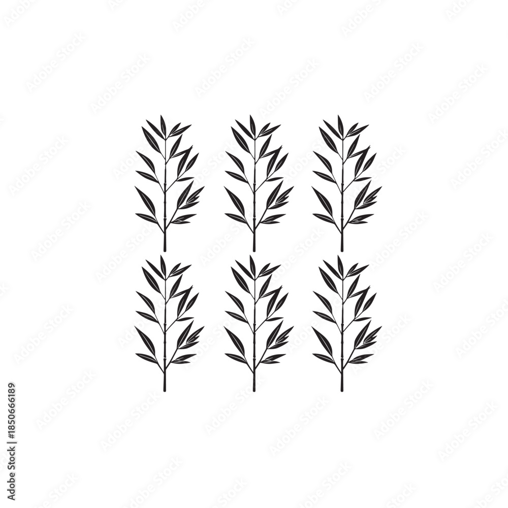 Obraz premium Heavenly Bamboo line art graceful stems with subtle elegance