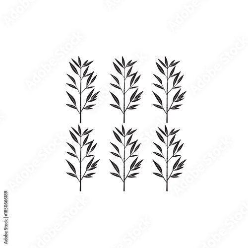 Heavenly Bamboo line art graceful stems with subtle elegance