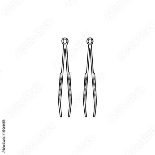 First Forceps line art detailed surgical tool illustration