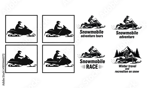 Snowmobile silhouettes for adventure, racing, and winter travel