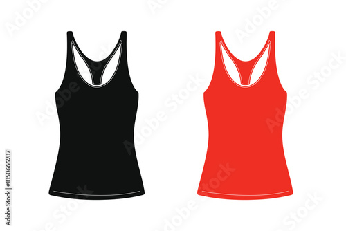Women Tank Top Silhouette Vector Illustration Sleeveless Shirt Apparel Design