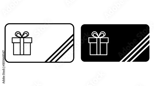 Modern black and white gift card icon set perfect for e-commerce and loyalty programs