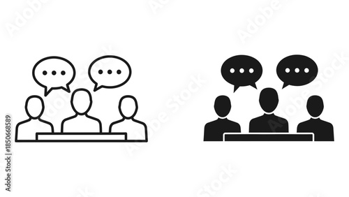 Group discussion and meeting icon representing communication and teamwork