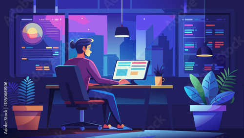 Developer working in modern office