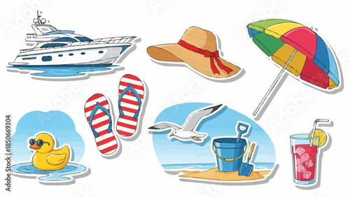 Summer Vacation Beach Objects Collection.