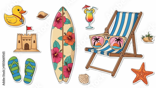 Summer Beach Vacation Objects Collection.