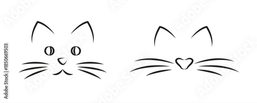 Cat face line icon, can be used for web and app icon, isolated on transparent background, vector illustration.

