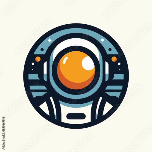 Astronaut Helmet Icon with Orange Visor and Blue Accents.