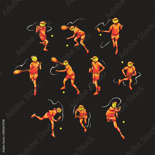 TENNIS PLAYER IN SIMPLE SILHOUETTE TENNIS PLAYER ICON