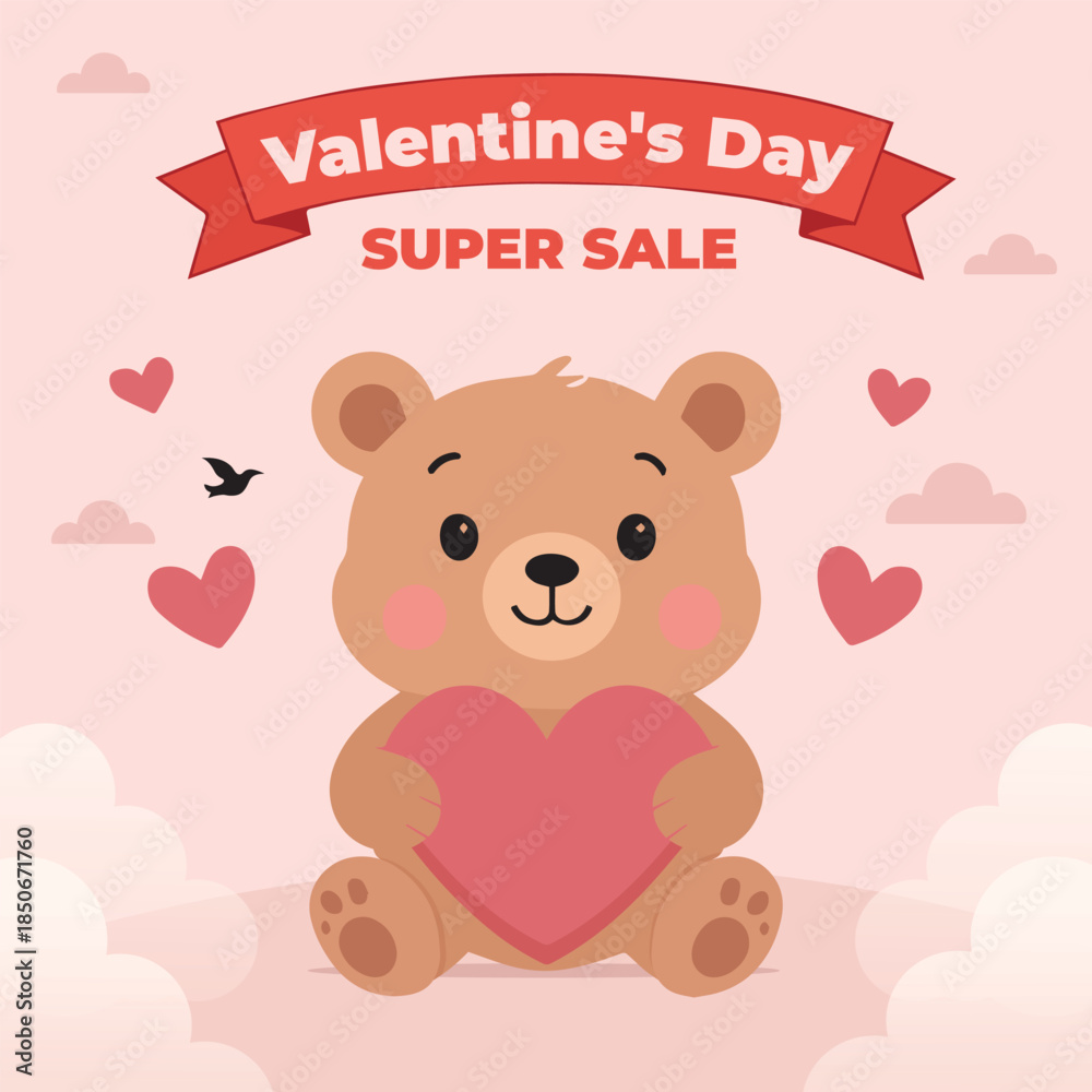 Obraz premium Happy valentine's day discount sale instagram or social media post template