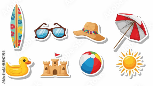 Collection of Summer Beach Vacation Icons and Symbols.