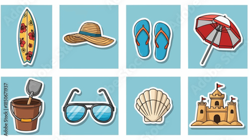 Summer Beach Vacation Essentials Collection.