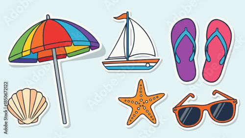Summer Beach Vacation Objects Collection.