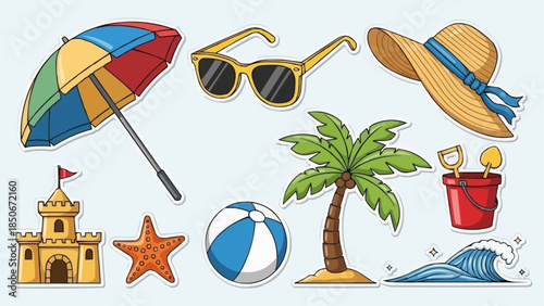Summer Beach Vacation Essentials Collection.