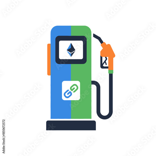 Ethereum gas pump with crypto symbol on screen