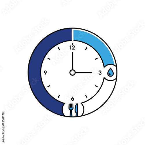 Infographic illustrating fasting and eating schedule with clock