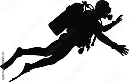 Scuba diver exploring ocean depths in professional diving gear