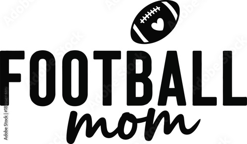 Football mom logo with heart on football
