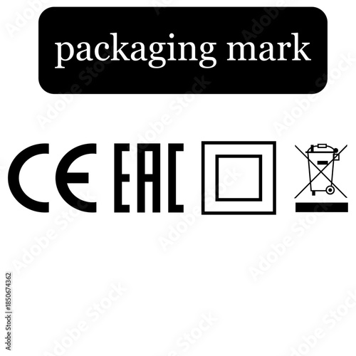 CE MARKING EAC MARKING Double INSULATED Crossed WHEELED BIN WEEE VECTOR ICON