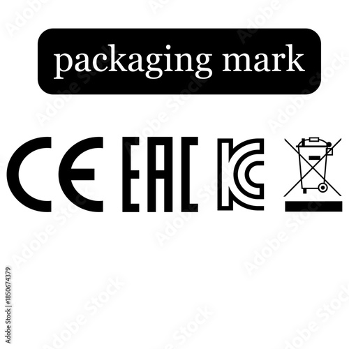 CE MARKING EAC MARKING KC MARKING CROOSSED-OUT WHEELED BIN WEEE VECTOR ICON