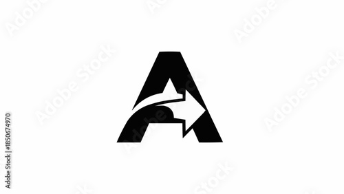 Black Letter A with Arrow Symbol.