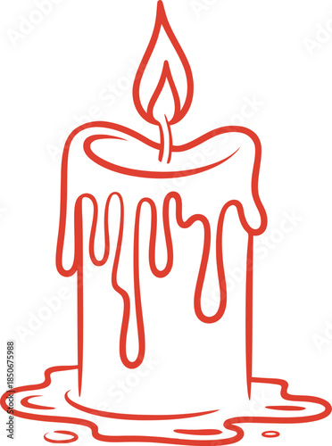 Melting candle with flowing wax and flame
