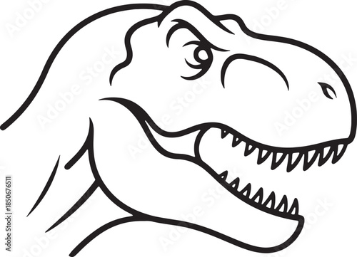 Tyrannosaurus Dinosaur Head Silhouette Icon Minimal Line Art Vector Prehistoric Animal Jurassic Fossil Wildlife Logo Symbol Sign Dinosaur Illustration Paleontology Illustration