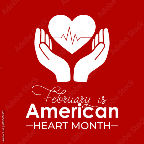 Vector design template for American Heart Month posters, banners, and cards. American heart month is observed every year in February. Vector illustration.