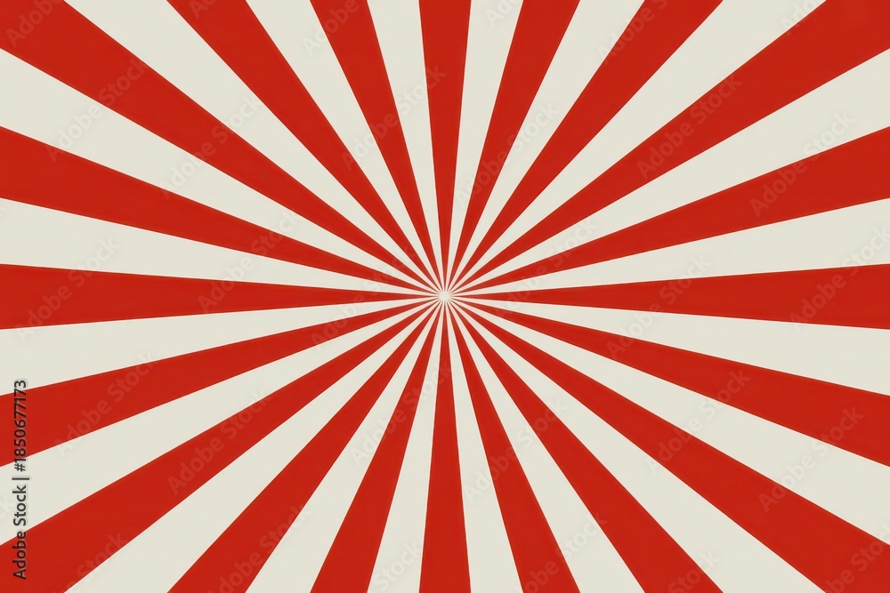 Fototapeta premium Red and white radial striped background with a sunburst pattern design