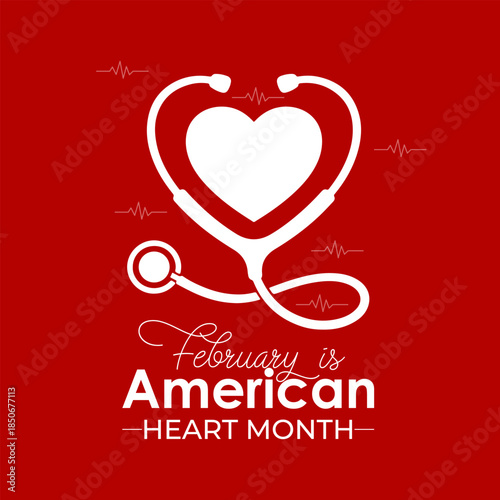 Vector design template for American Heart Month posters, banners, and cards. American heart month is observed every year in February. Vector illustration.