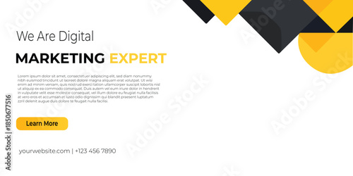 Yellow and black geometric abstract business banner vector background for digital marketing promotions and corporate branding