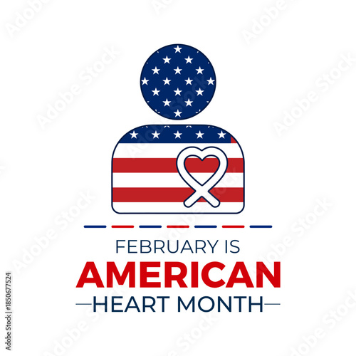 Vector design template for American Heart Month posters, banners, and cards. American heart month is observed every year in February. Vector illustration.