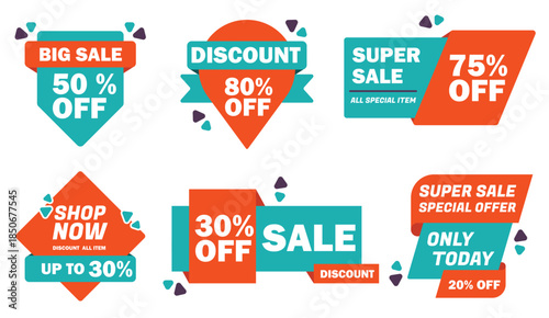 Colorful sales label collection Big sale special discount offer badge and label template set