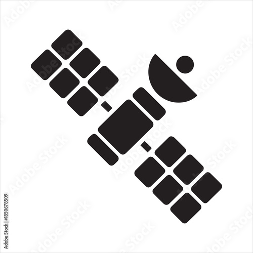 satellite in space glyph icon