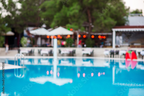 abstract blur bed pool around swimming pool for background and wallpaper