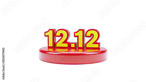 12.12 Sale Promotion on Red Podium - Isolated