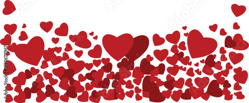 Scattered Red Hearts Illustration for Valentines Day. Vector illustration. Decorations for Valentine's day design