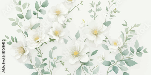 Delicate Hand Painted Floral Watercolor Clipart Set