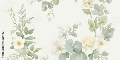 Vintage Botanical Watercolor Floral Clipart Set PNG