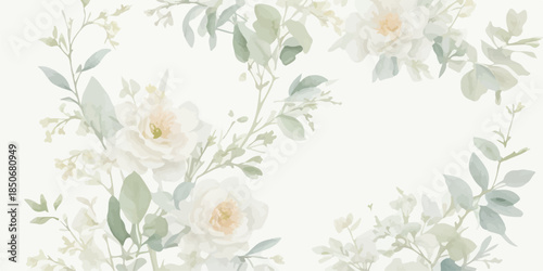 Hand Painted Watercolor Botanical Clipart Set with Neutral Flowers