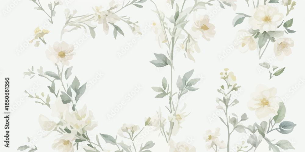 Fototapeta premium Delicate Watercolor Flower Clipart Set with Natural Color Palette