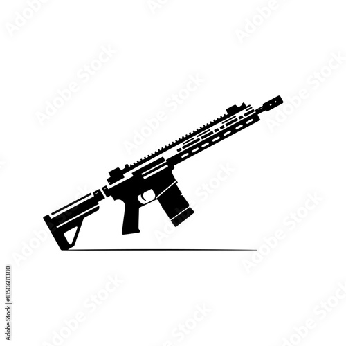 Sniper Gun 33 Vector Illustration – Modern Tactical Sniper Rifle with Scope