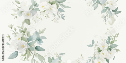 Watercolor Floral Clipart Collection with Ivory and Sage Green Tones