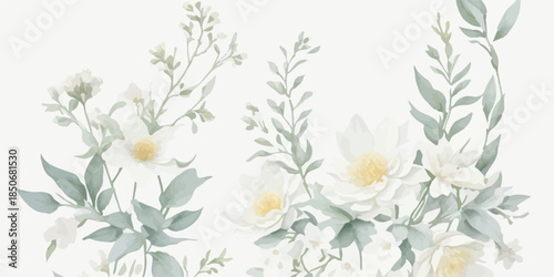 Elegant Hand Painted Botanical Floral Clipart Set