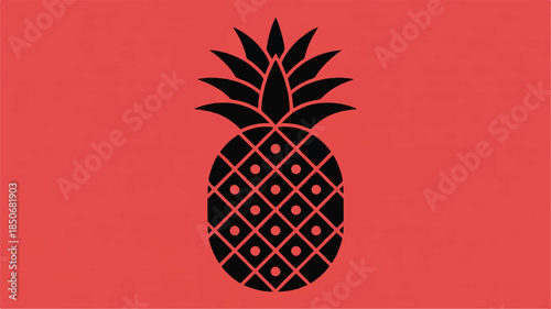 A stylized black pineapple icon on a vibrant red background